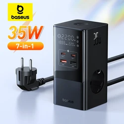 Bas192.- Station de charge numérique 7 en 1 pour iPhone16 15 14 Pro Max, chargeur rapide, multiprise, puissance nominale, affichage numérique, 35W, 4000W