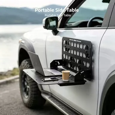 

Heavy Duty Metal Foldable MOLLE Car Side Hanging Tray Off-Road SUV Camping Picnic Outdoor Travel Storage Serving Desk Gear Rack