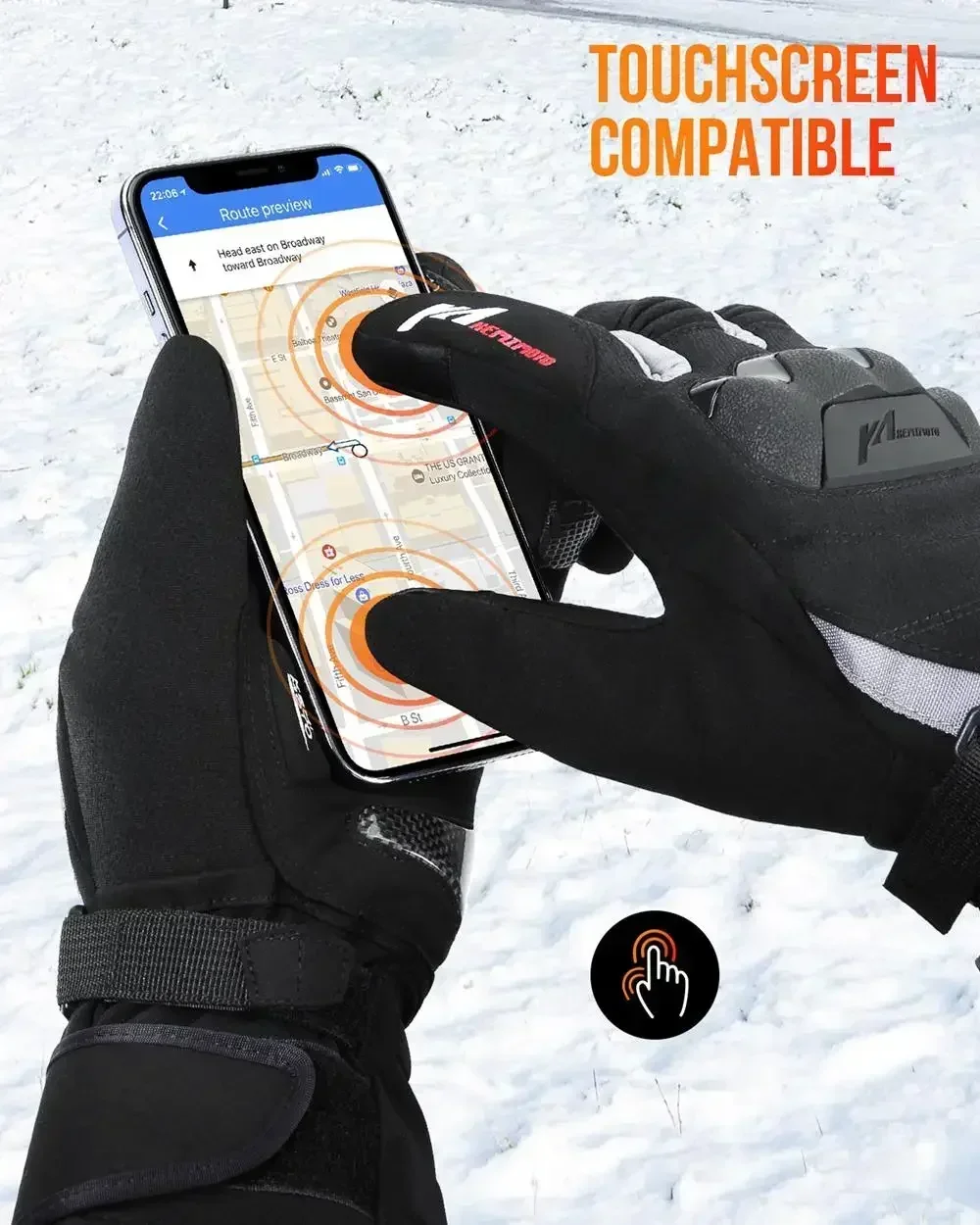 Verwarmde motorfietshandschoenen Touchscreen Winterwarme skihandschoenen Waterdichte oplaadbare verwarming Thermische handschoenen voor sneeuwscooter