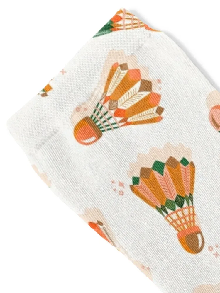 Badminton Birdies – Pink & Green on White Socks short moving stockings Antiskid soccer essential Socks Women's Men's