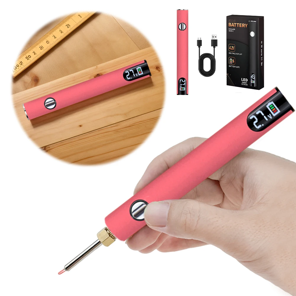 Fer à souder intelligent avec stylo pour chariot de batterie à filetage 510 (sans pointe de fer à souder) (rose)