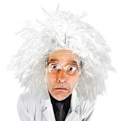 1 Glasses+Beard+Eyebrows+12 Inch Mad Scientist Crazy White Doctor Cosplay Costume Wig for Halloween Christmas School