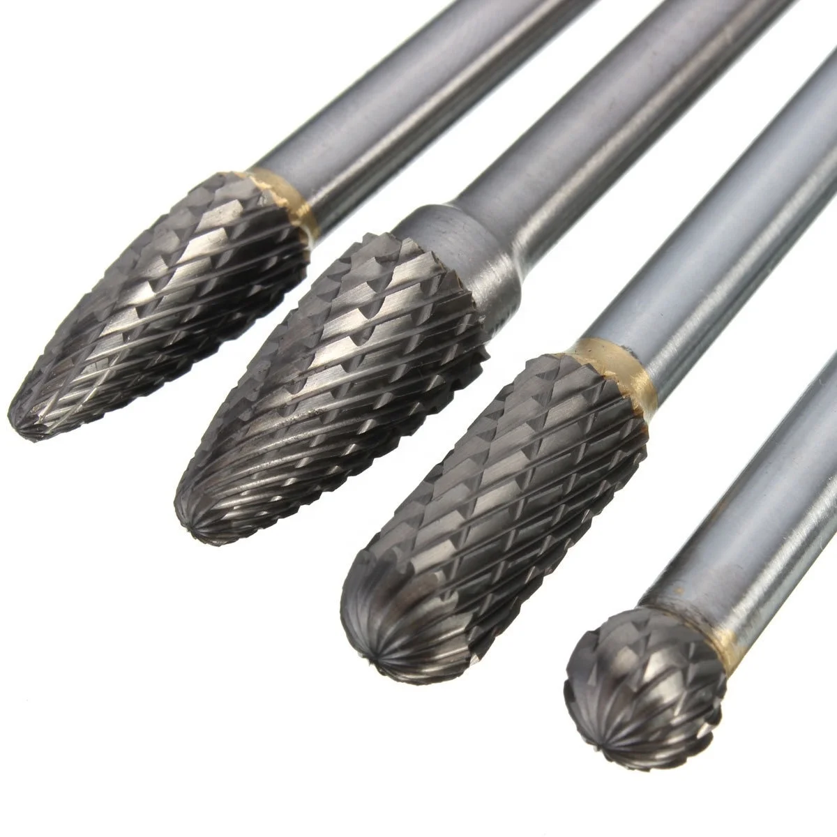 4 Pieces Per Set Extended Length Die Grinder Bits Tungsten Carbide Rotary Burr for Metalworking