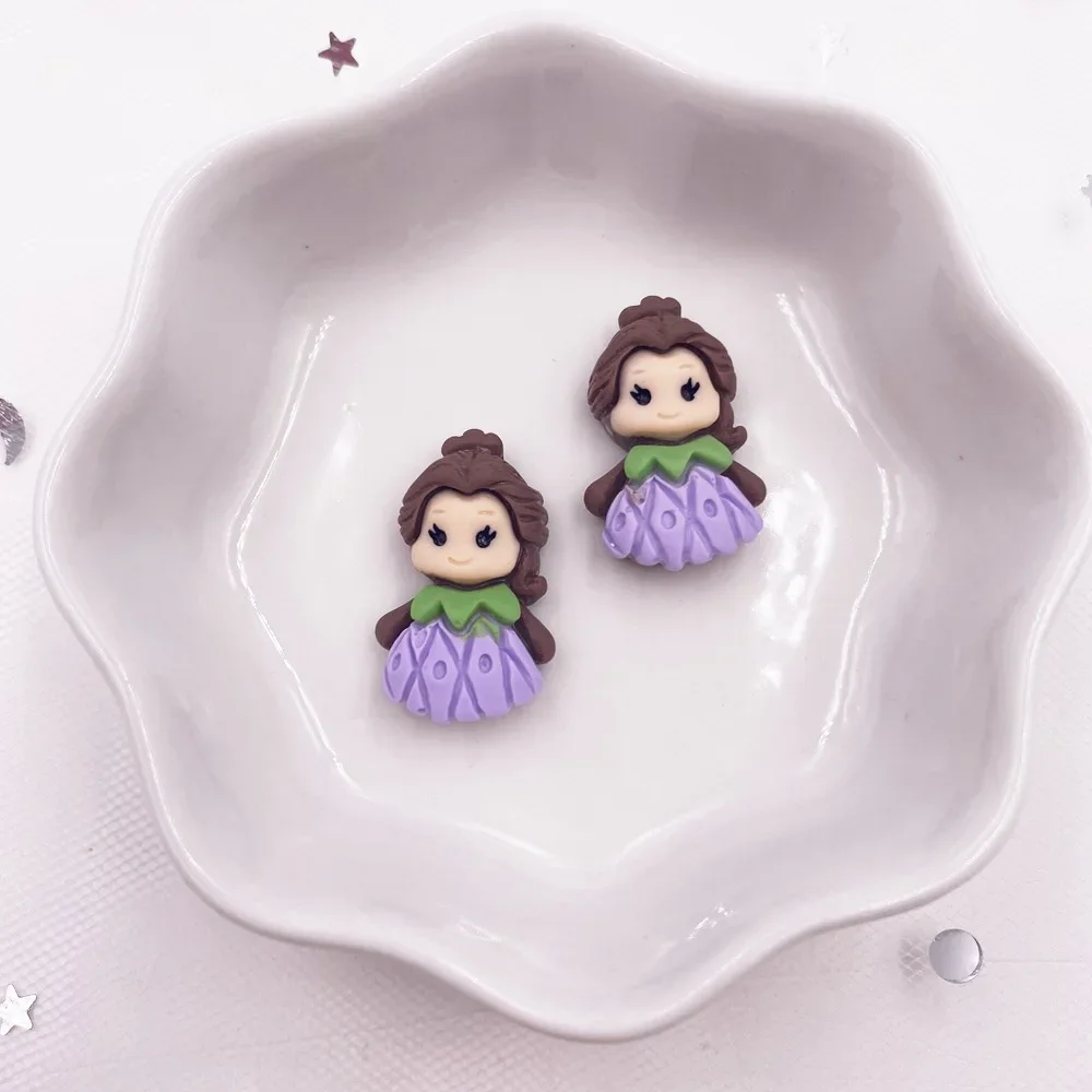 20pcs Colorful Resin Mini Girl Princess Anime Flatback Cabochon Scrapbook Craft DIY Accessory Decor Figurine OH69