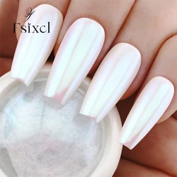 FSIXCL Pearl White Aurora Nail Chrome Powder Color Shift Mirror Effect Glitter for Nail Art Manicure Rubbing Pigment Dust 0.5g
