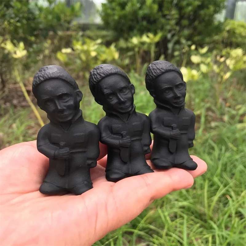 7CM Natural Black Obsidian Murder Statue Hand Carved Cartoon Statue Reiki Healing Energy Stone Crystal Home Decoration Gift 1pcs