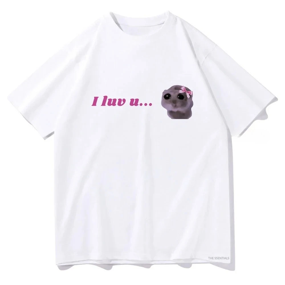 أنا أحب U حزين الهامستر تي شيرت مضحك Kawaii المطبوعة النساء الملابس Harajuku الجمالية التي شيرت خمر ملابس الشارع الشهير #2