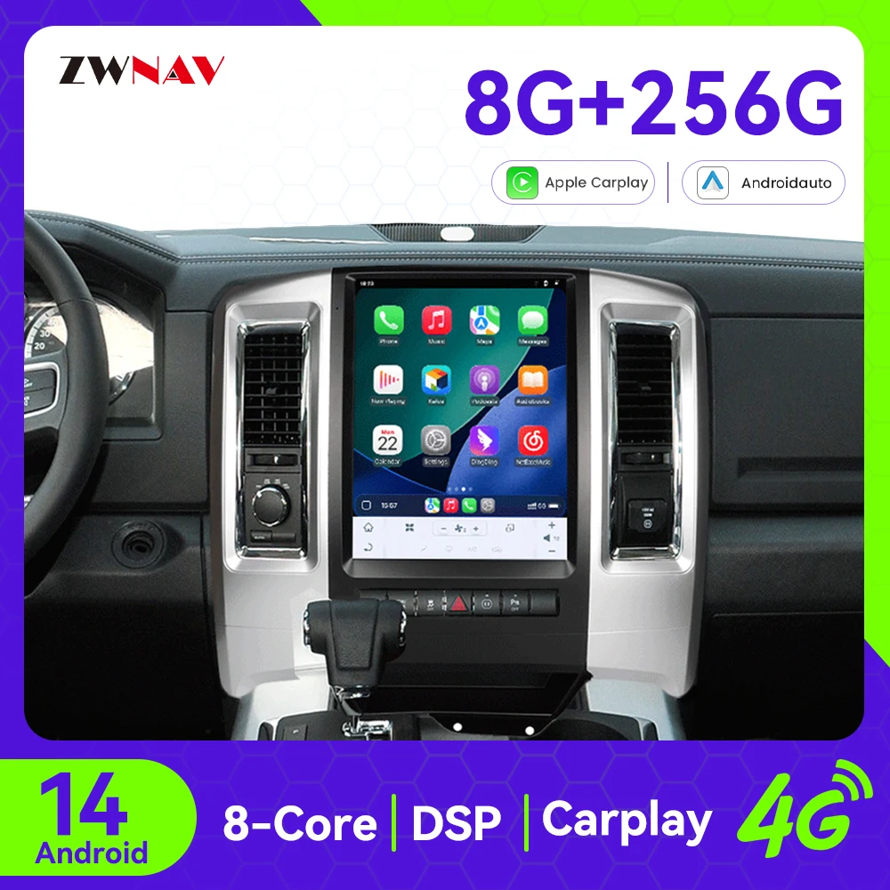 12.1 Inch Android 14 for Dodge RAM 1500 2500 2009-2012 Car Radio GPS Multimedia Player Carplay Receiver Stereo Head Unit
