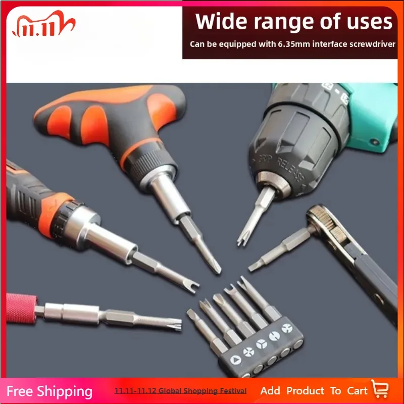 

Universal Batch Head Hexagonal Cross Chrome-Vanadium Alloy Steel Hand Tools Screwdriver Head Bits with Strong Magnetic Anti-slip