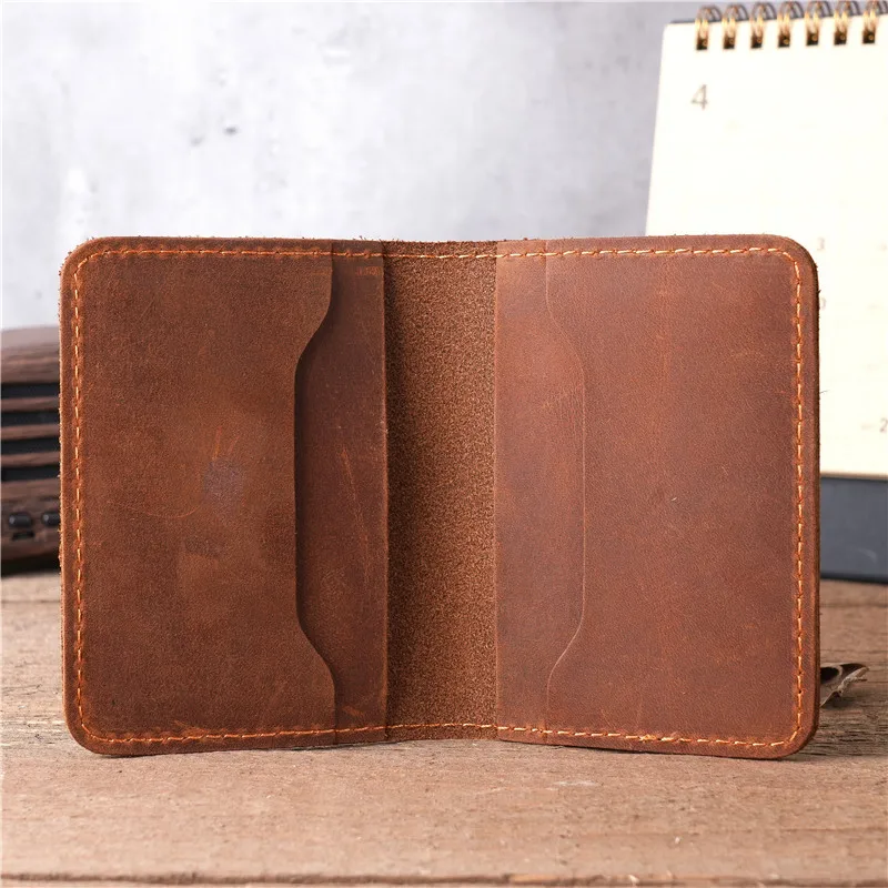 NT Crazy Horse leather, genuine leather, retro and simple multi-card position clip, men's card cover, women's wallet, ID card.