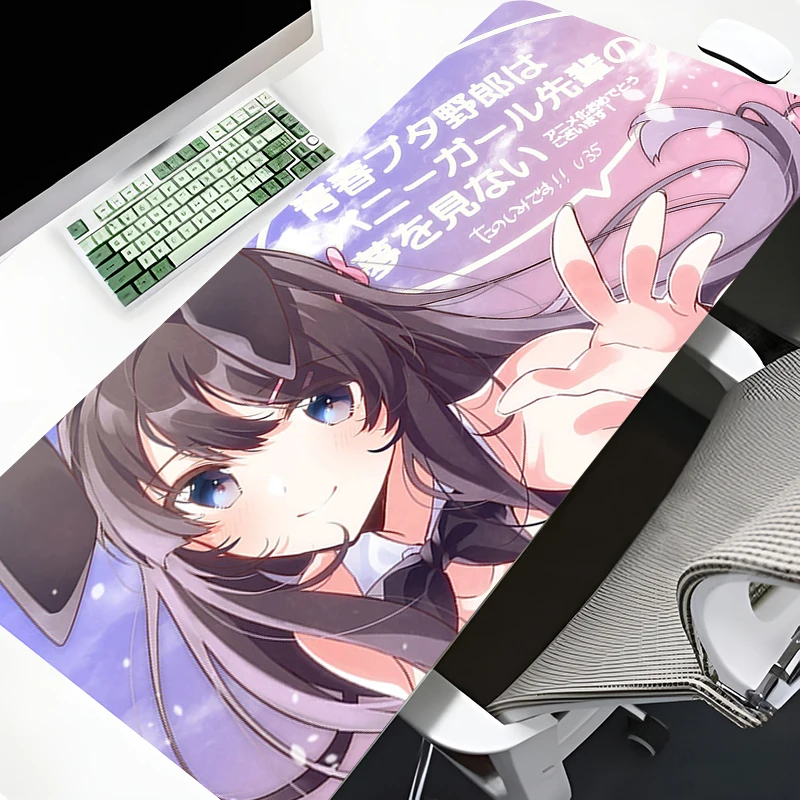 

Pink Anime Girl Desk Mat Cartoon Sakurajima Mai Laptop Mouse Pad Locking Edge Gaming Pad Gamer Non-Slip Keyboard Rubber Mousepad