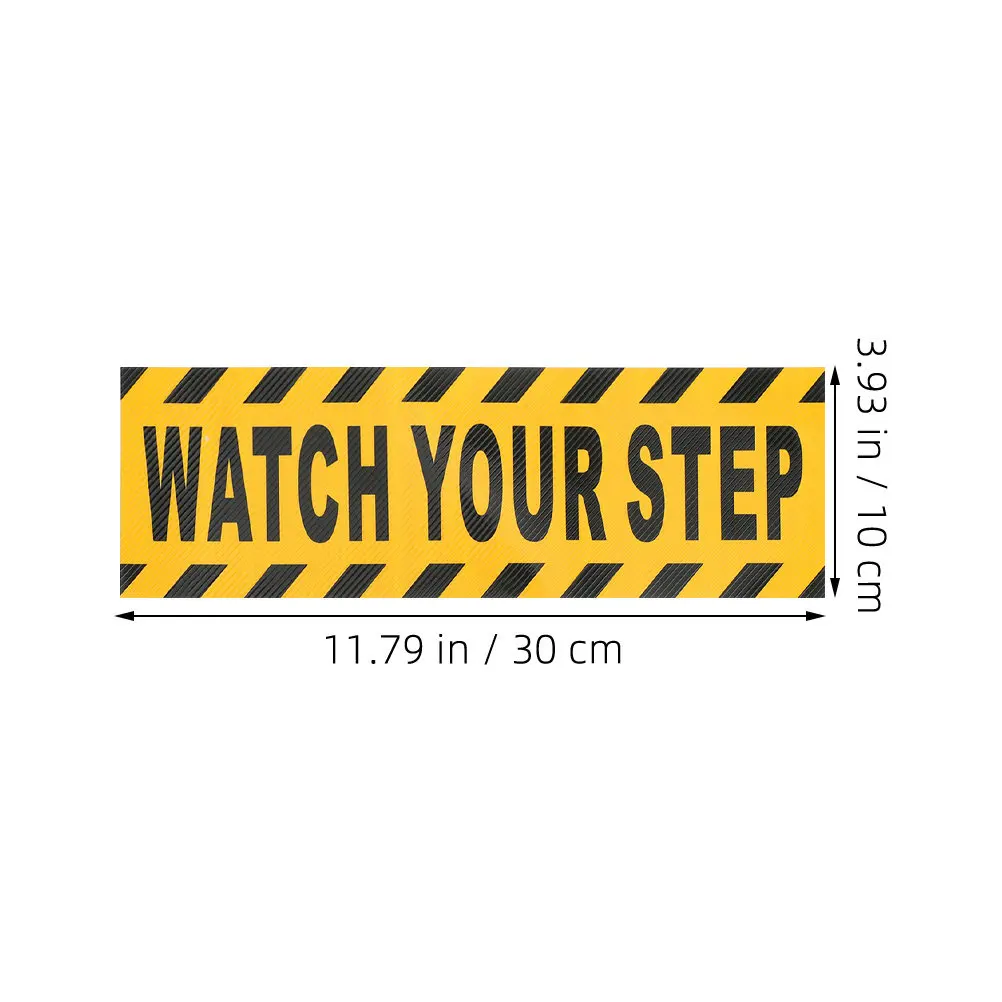 4Pcs Watch Your Step Anti-Slip Sticker Bright Caution Floor Sign Sturdy Adhesive PVC Tape for Steps Wet Floors Schools Offices