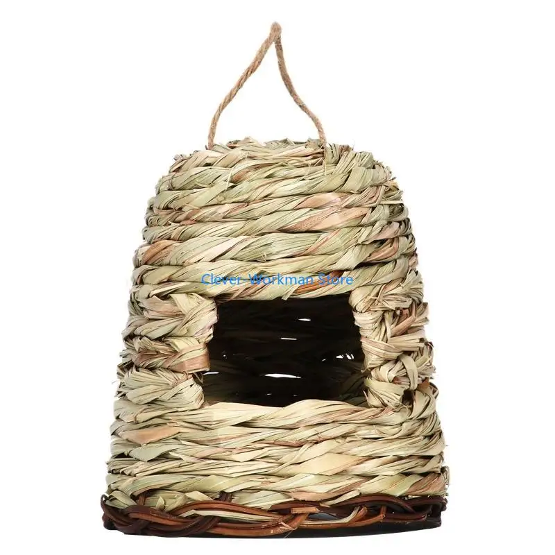

24TD Hummingbird Houses Hand Woven Straw Bird Nest Hanging Bird for Small Parrots Hatching Nesting Garden Decor