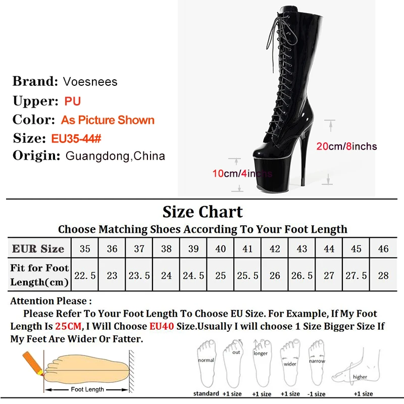 New High Quality 20cm 8 inches Platform Knee-High Women Boots Nightclub Stage Pole Dance High Boots Princess Thick - soled Shoes