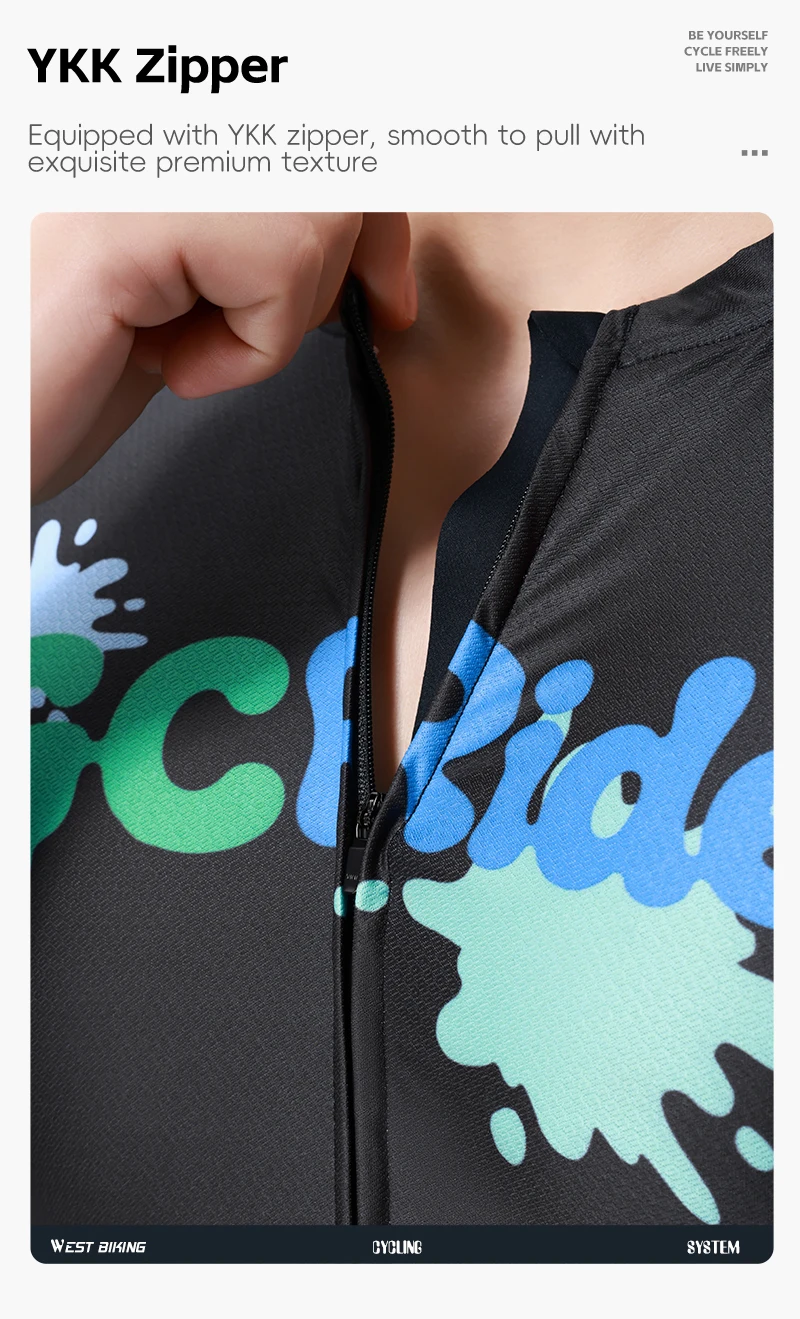 WEST BIKING Herren Fahrradtrikot Langarm Schnelltrocknend Atmungsaktiv Reflektierender Aufdruck Slim Fit Fahrradshirt Rennbekleidung Oberteil – Detail 9