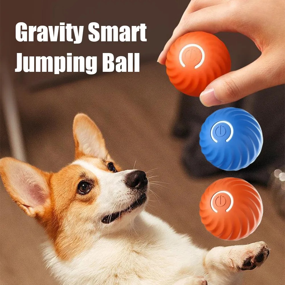 New 1pc Automatic Moving Dog Toy Ball Material Safety Smart USB Jumping Rotating Interactive Puppy Chew Toy Ball Pet Products