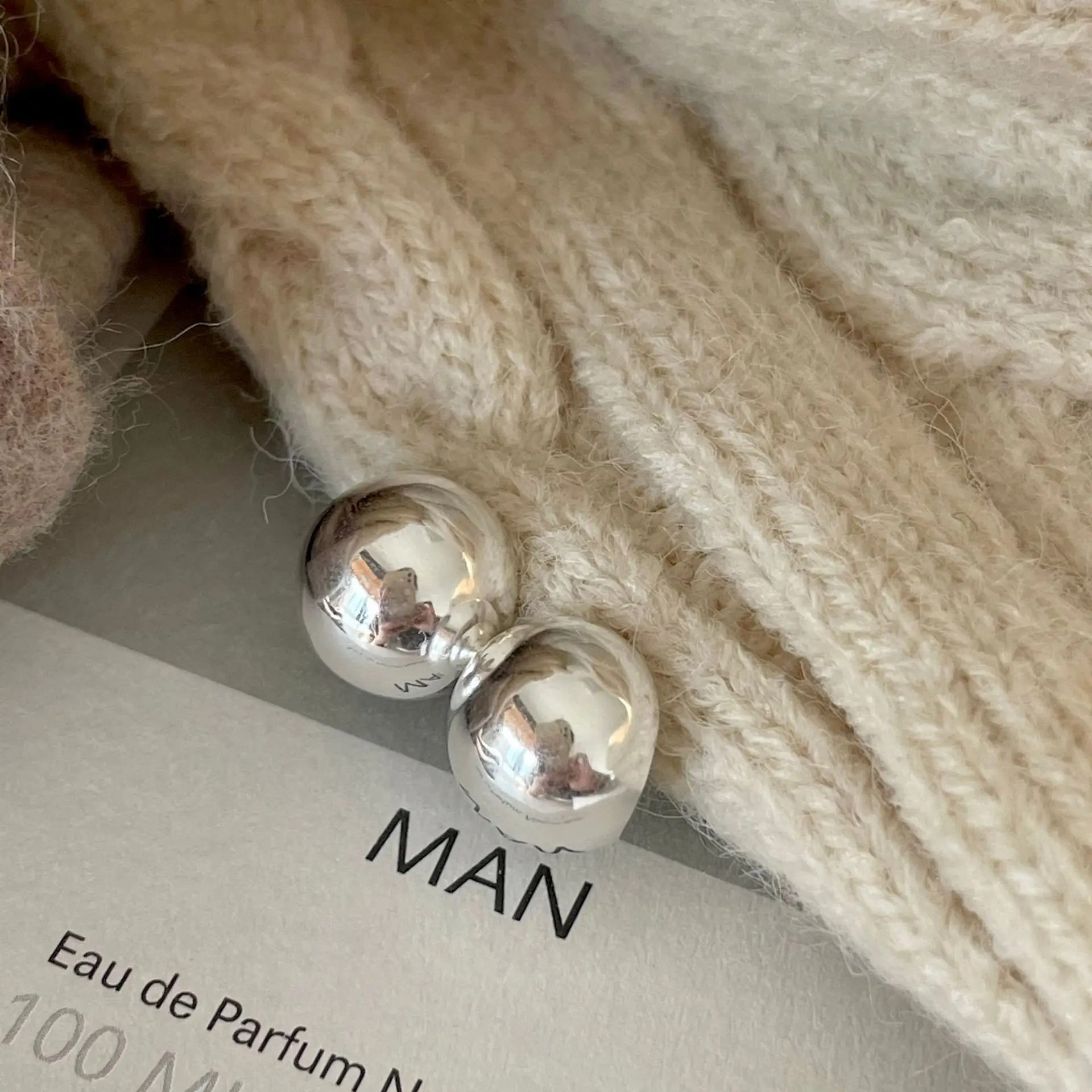 

100% Genuine 925 Sterling Silver Earrings Jewelry Personality Semi-circular Smooth Minimalist Oval Pea 18k Gold Plating