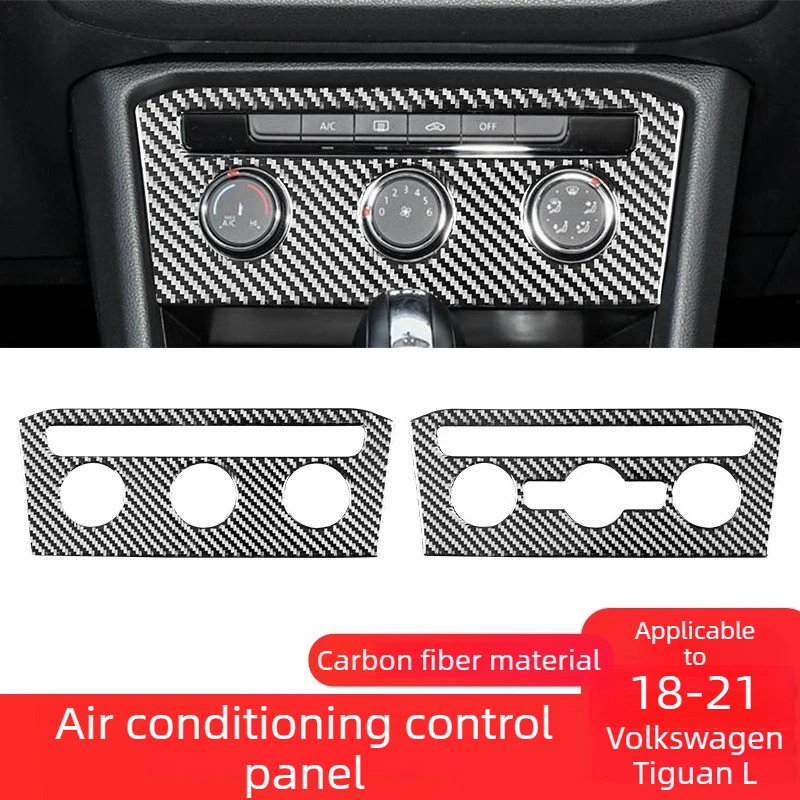 For VW Tiguan 2018-2021 Carbon Fiber Style AC Air Conditioner Control Panel Frame Decor Sticker Interior Trim Accessories