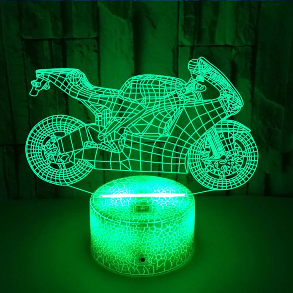 Nighdn 3D Motorcycle Night Light for Kids Room Decor Nightlight 7 Color Changing USB Table Bedside Lamps Gifts Toys for Boys