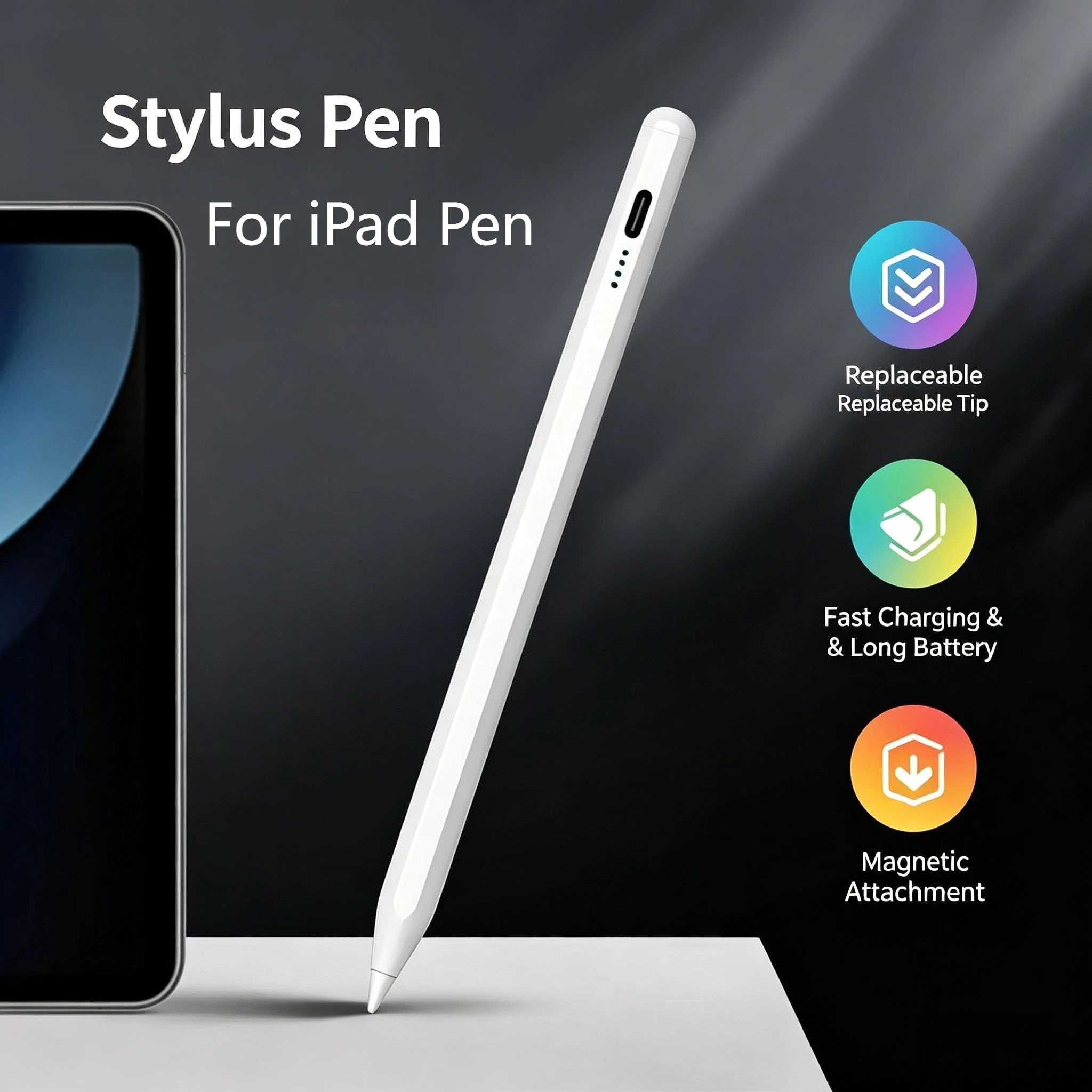 Stylet tactile pour Apple iPad Pro Air Mini 6 10e génération 2018-2026, sensibilité à l'inclinaison, rejet de la paume, stylet actif rechargeable, crayon de dessin