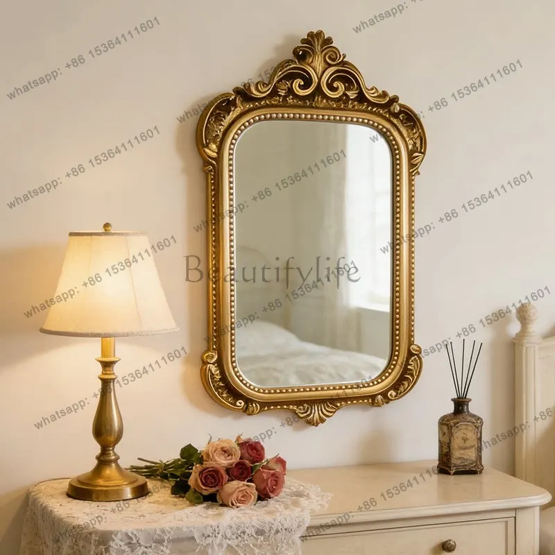 French retro style bathroom wall hanging bathroom mirror bedroom vanity makeup mirror