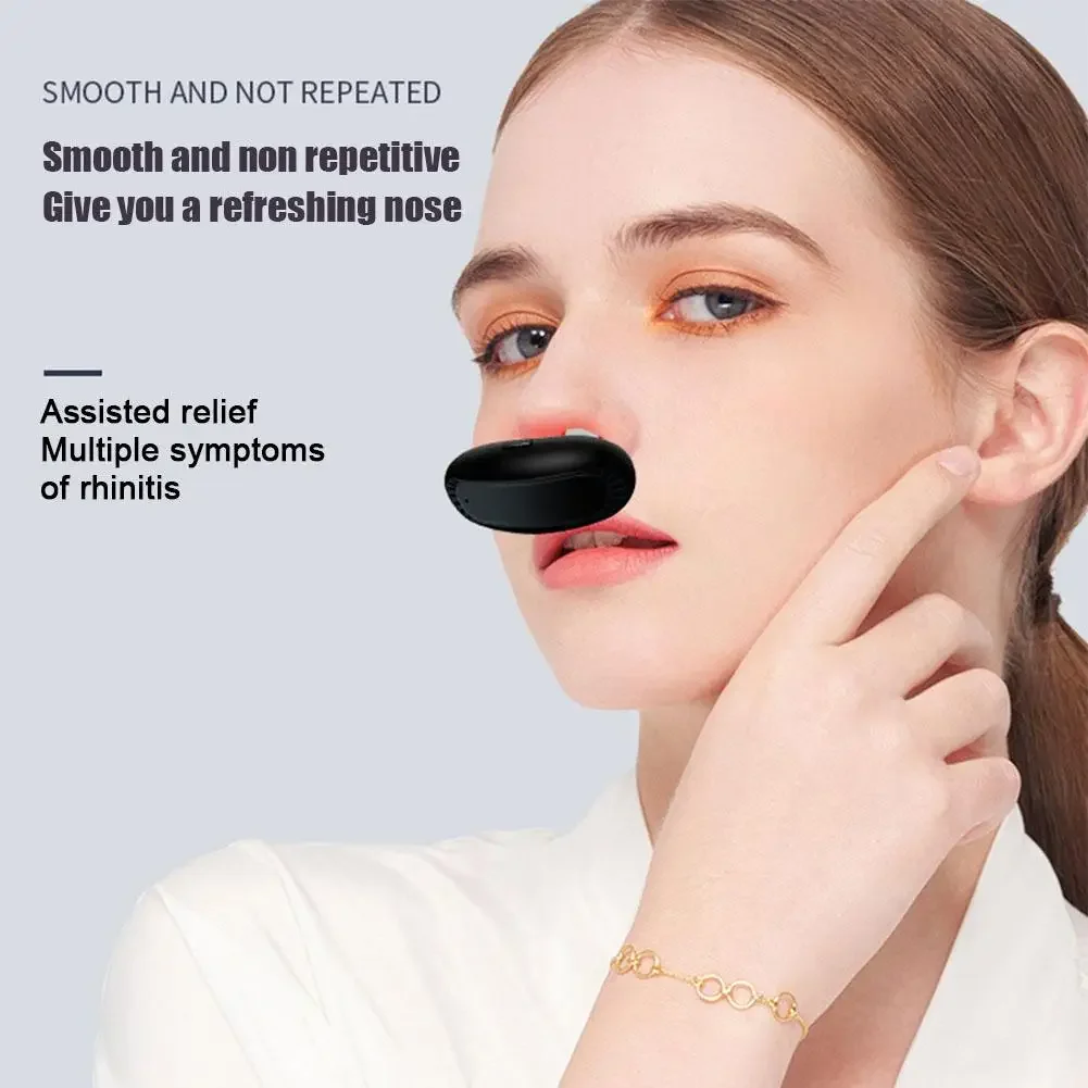 Portable Infrared Rhinitis Device Double Holes  Black Low Frequency Pulse Nose Massage Nose Care Therapy Machine