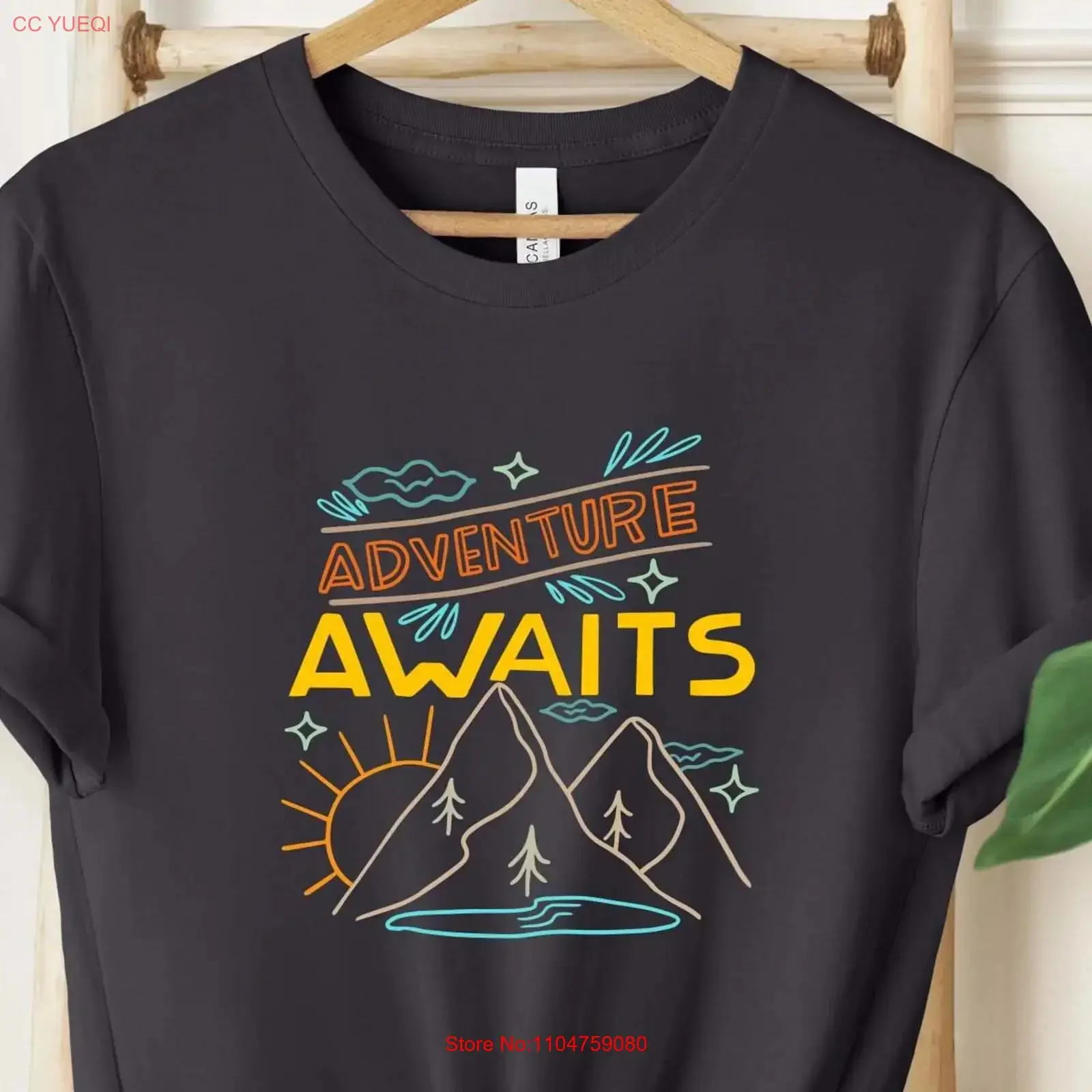 Adventure Awaits T Shirt Camping Wanderlust Explore More Nature Lover Vacation Road Trip vintage Washed streetwear Casual