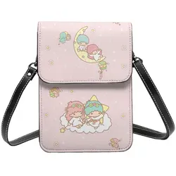 Cute Sanrio Bags Merch Little Twin Stars Cell Phone Purse Leather Card Holder Wallet Street Girl Crossbody Bag Durable