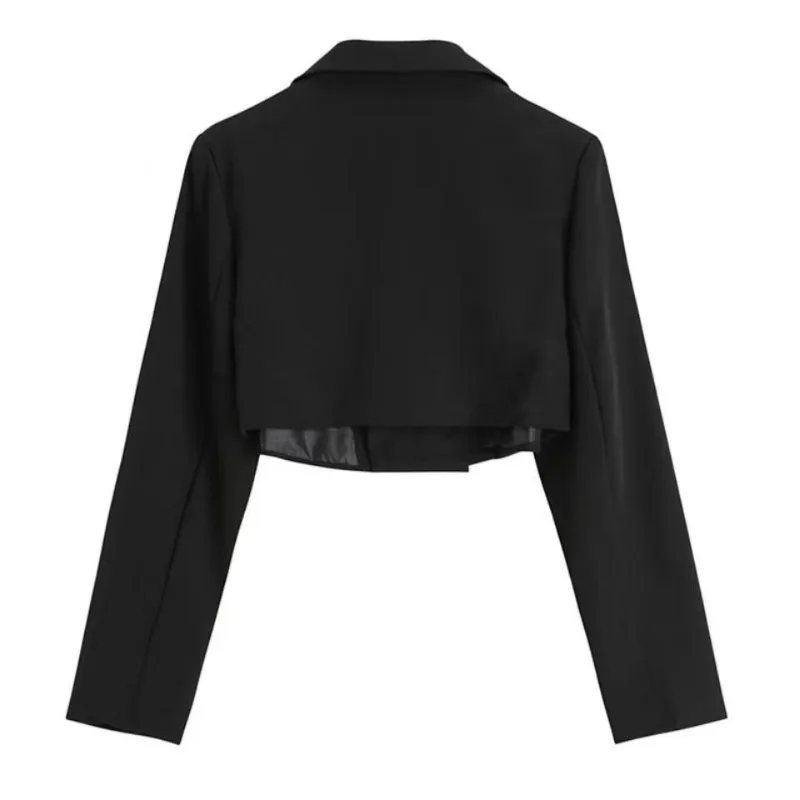 Chaqueta corta con cadena Punk para mujer, abrigo corto con hebilla, color negro, a la moda ropa de calle, otoño e invierno, 2024