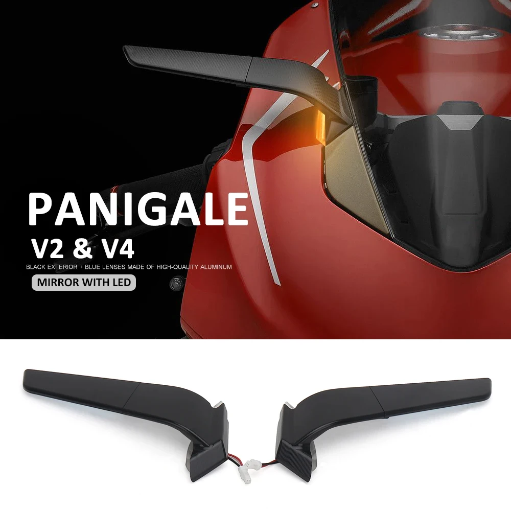 

New Motorcycle For Ducati Panigale V2 2020-2024 PANIGALE V4 2019-2024 Rearview Mirrors with LED Rotating Adjustable Wing Mirrors