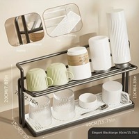 1/2PCS Stainless Steel Cup Storag Rack with Drain Tray Kitchen Countertop Storage Shelf for Cups Thermos Flasks Kitchen Organize