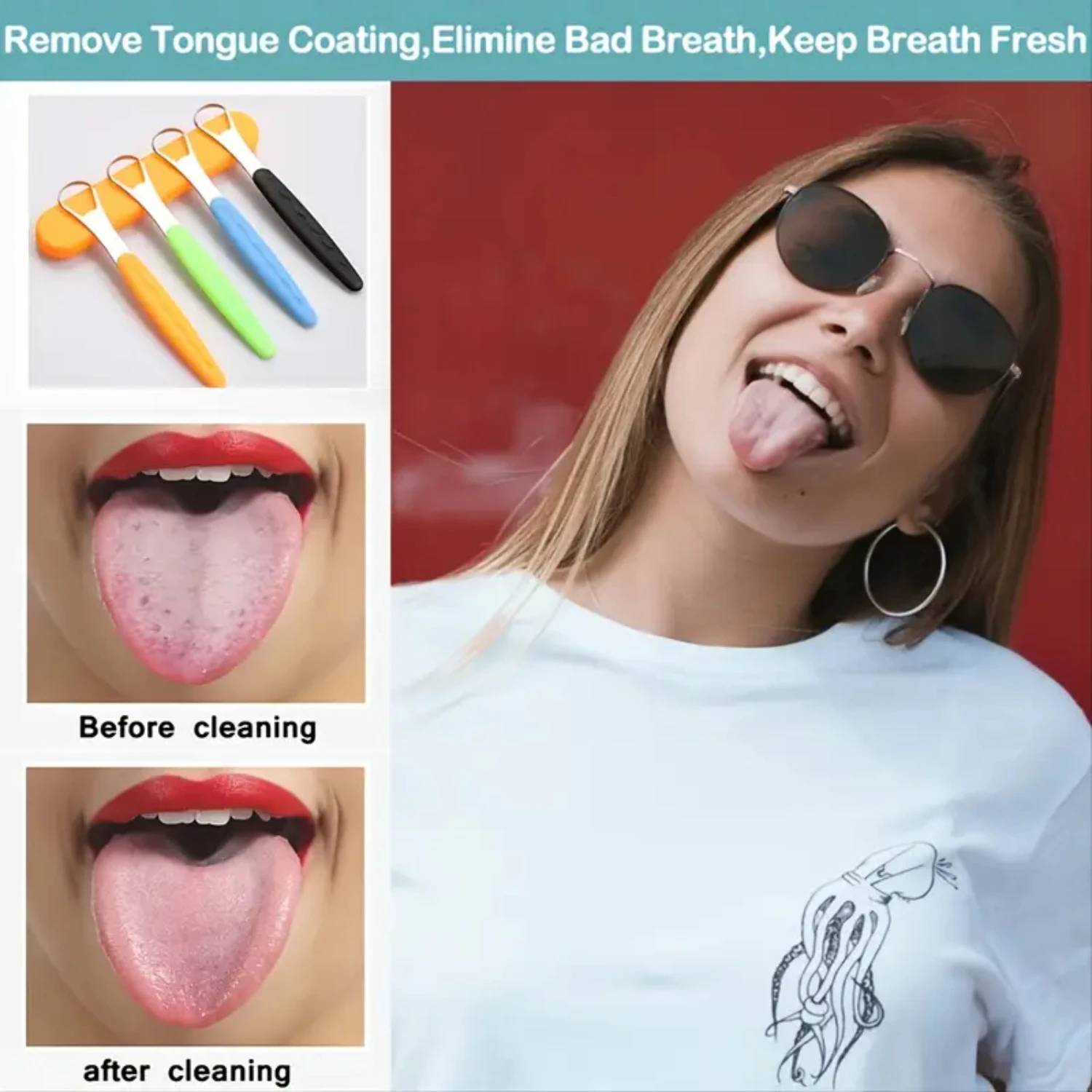 Fresh Breath Tongue Scraper Cleaner Set - Medical Grade Metal Tongue Brushes for Adults & Kids - Effective Oral Hygiene Tool for