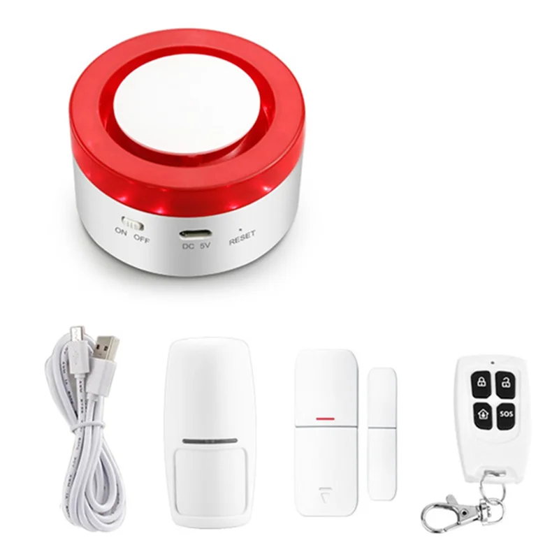 B04B-WIFI Tuya Sirena di sicurezza domestica Allarme Suono Stroboscopico Avviso flash Wireless 433 Sensore di movimento Porta Detecto Alexa Compatibile US Pl