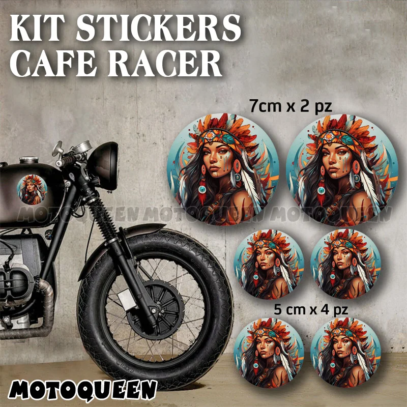 Motorcycle Tank Pad Windshield Indian Beauty Female Woman Rider Decals Kit Stickers for Vintage Honda Kawasaki Suzuki Harley BMW