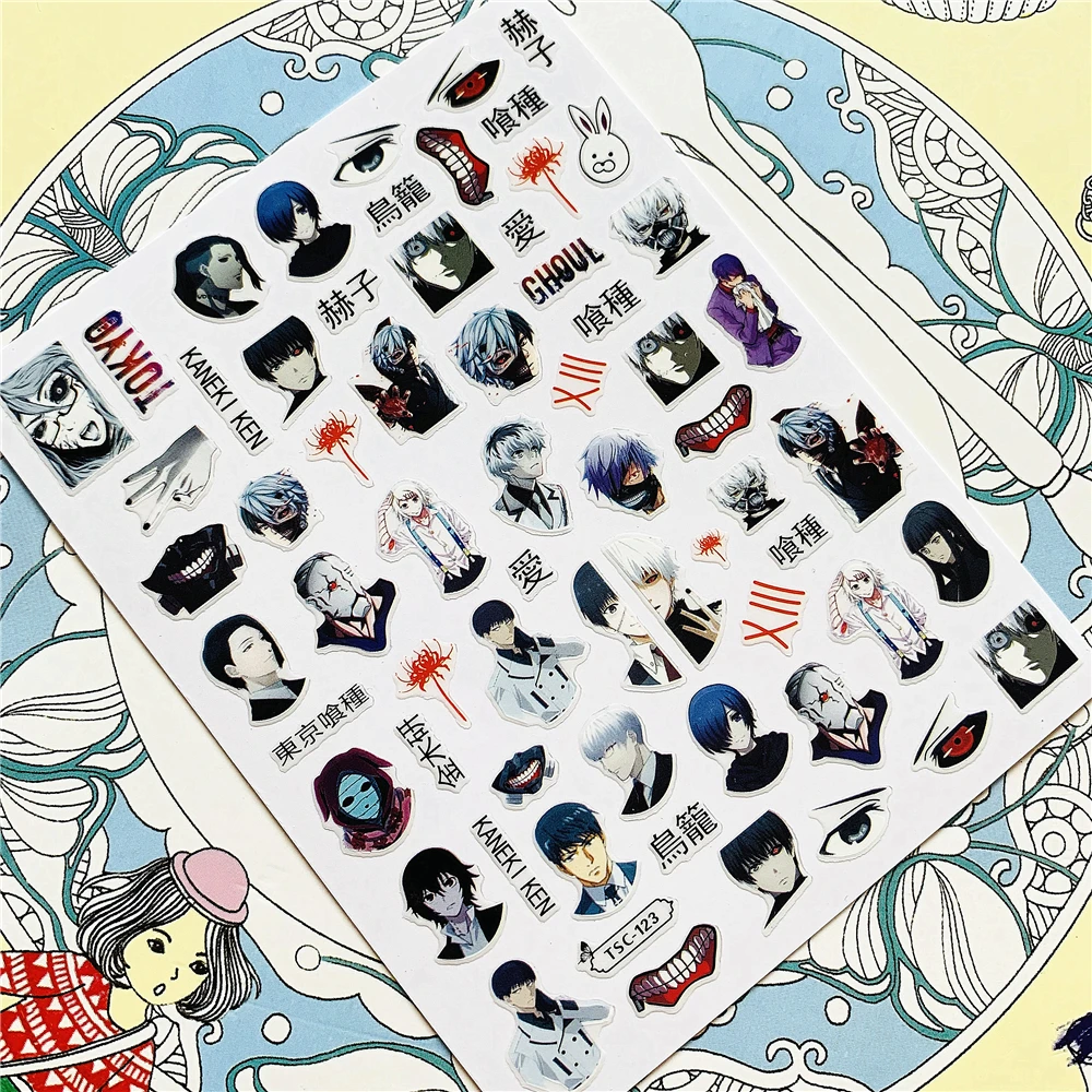 TSC-190 TSC-189 TSC-130 Cartoon Anime Karakter 3D Terug Lijm Nail Art Stickers Decals Sliders Nail Ornament Decoratie