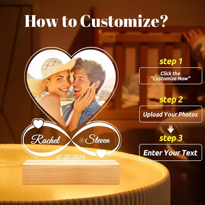 

Valentine's Day Gift Night Light Acrylic Color Printing USB Decoration Photo Personalized Ornament Atmosphere Home Crafts New