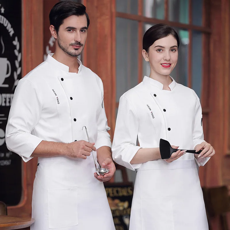 ฤดูหนาว Cook Uniform โรงแรมผู้ชายเชฟร้านอาหารทำงานเสื้อผ้าสำหรับผู้หญิง Bakery Cafe Bar Waiter เสื้อขนแกะหนา