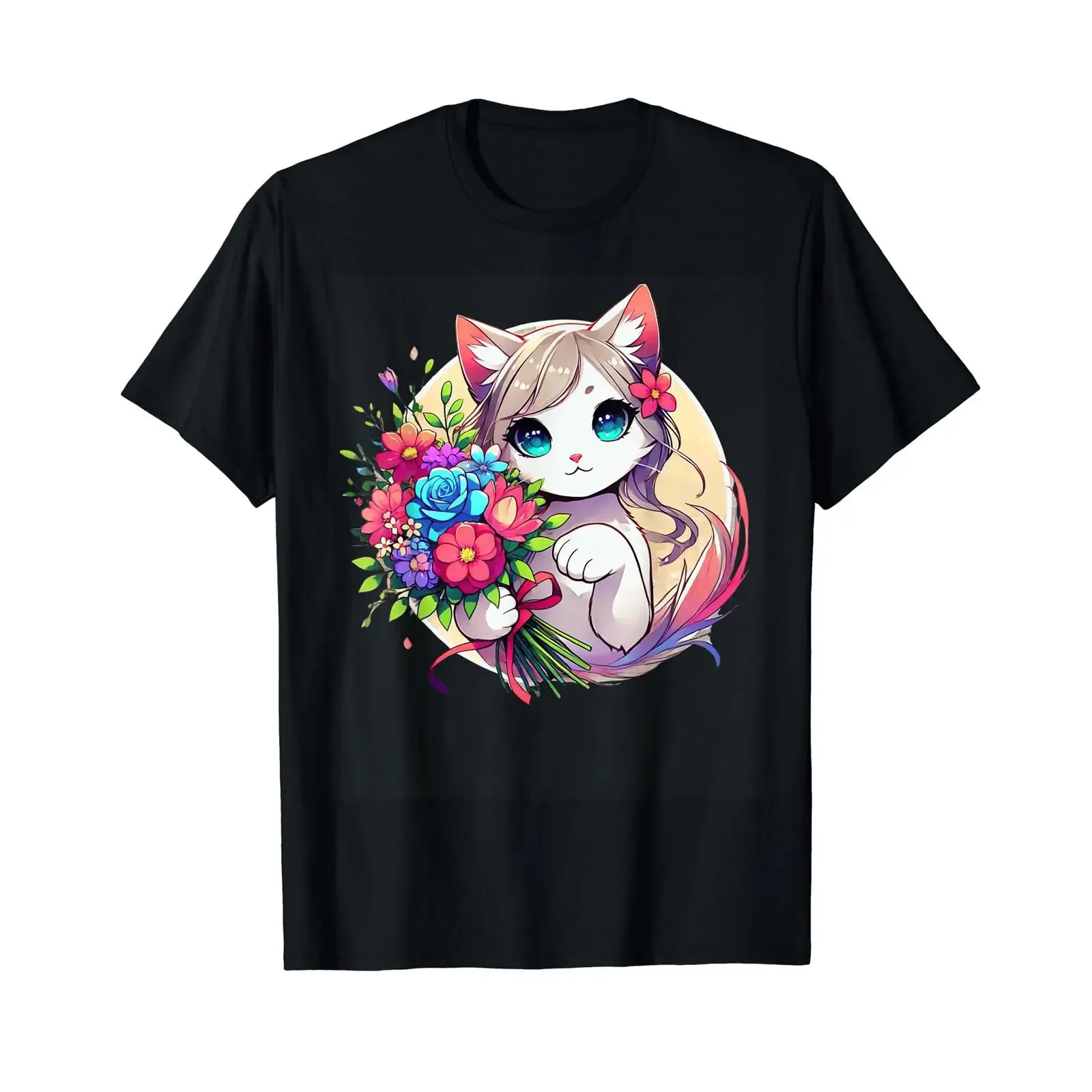 Bouquet de fleurs colorées pour amoureux des chatons et chats mignons T Shirt vintage Washed streetwear graphic