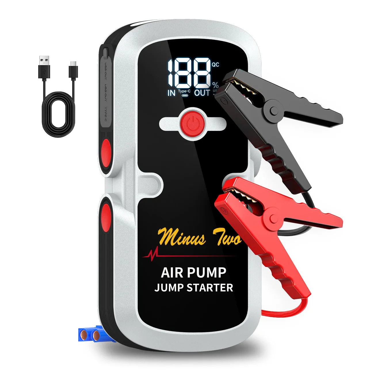 Super Fast Portable Jump Starter for Gas Diesel Engines, Compact Power Bank USB Quick Charge, LED Flashlight Car Booster