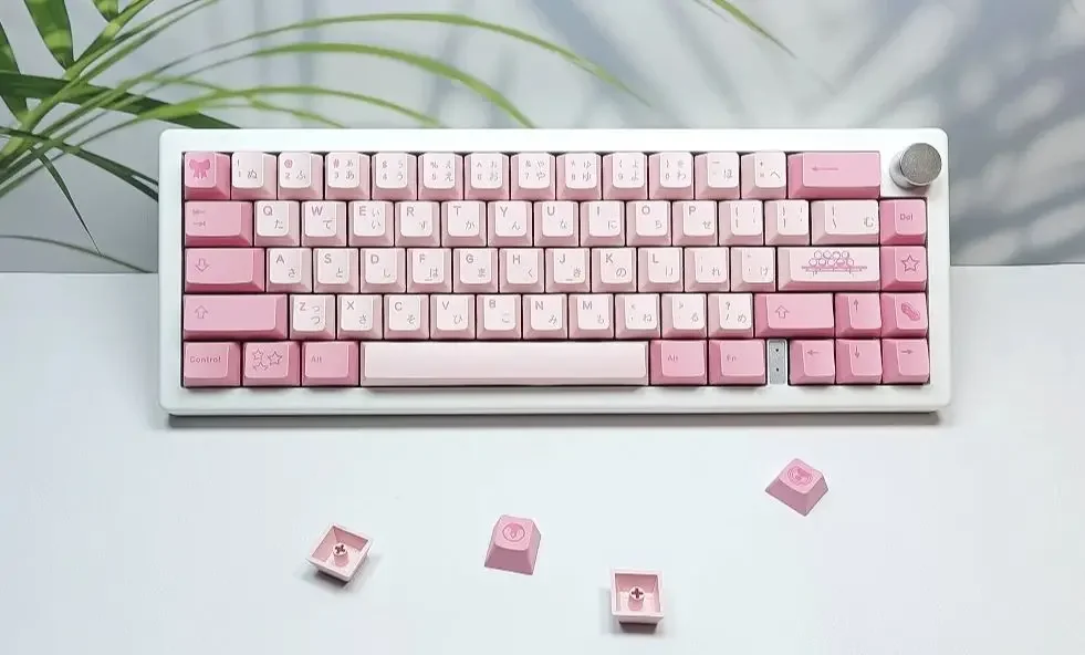 Imagem -06 - Teclado Mecânico Pequeno Ania Theme Pbt Dye Sub Pink Keycaps Faça Você Mesmo Perfil Cereja