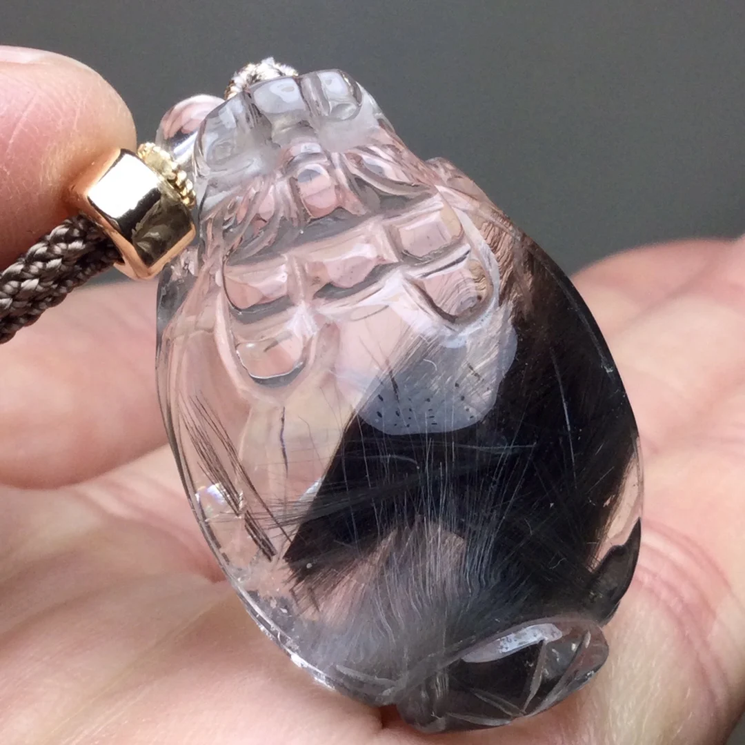 

Natural Brookite Platinum Black Rutilated Quartz Pendant 30.5*20.5*14mm Water Drop Women Men Bead Jewelry Fashion AAAAAA