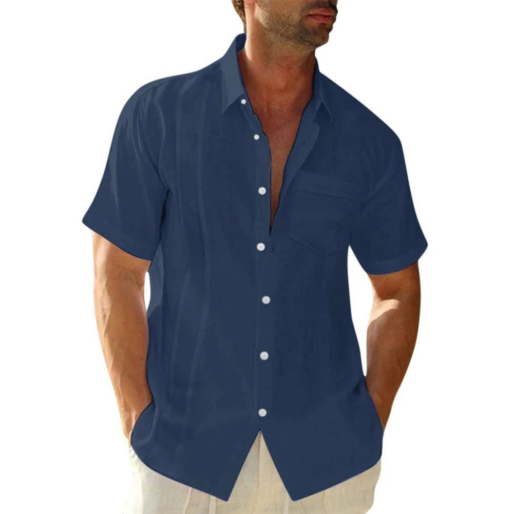 Camisa de manga corta para hombre, camisa masculina de uso diario, suave, transpirable, con botones, informal, cómoda, estilo cubano