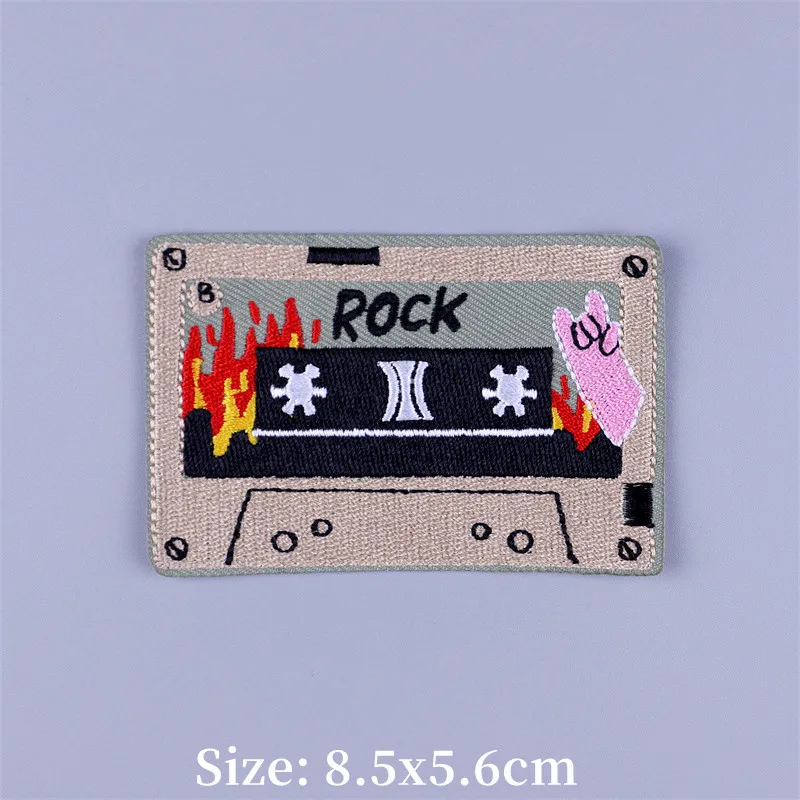 Rock Tape Thermoadhesive Patches for Clothing Good Vibes Embroidered Patch on Clothes TV Camera Iron on Sticker for Backpack