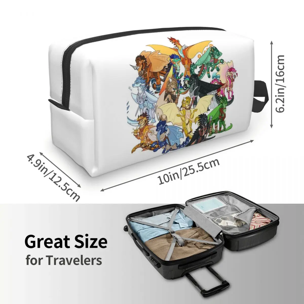 Wing Of Fire All Dragon Makeup Bag Cosmetic Organizer Storage Dopp Kit Toiletry Cosmetic Bag for Women Beauty Travel Pencil Case