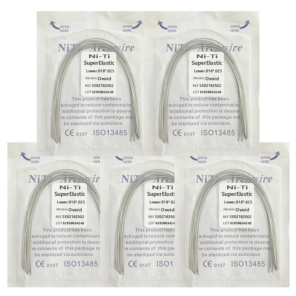 5Pack AG Tandheelkundige Boogdraden Orthodontische Super Elastische NITI Ronde Rechthoekige Boogdraad Onder/Boven 012/014/016/018/020/16x16/16x22