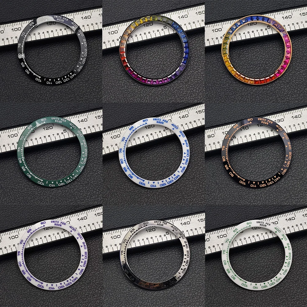 

High quality Bezel Outer Diameter 39.3/39/38.5mm Colored Rhinestone Insert Without Luminous VK63 Assembly Watch Accessories