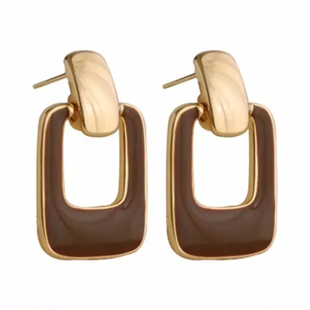 Luxuy Simple Square Enamel Drop Earrings Jewelry for Women Party Accessories Joyeria Acero Inoxidables Premium Серьги Женские