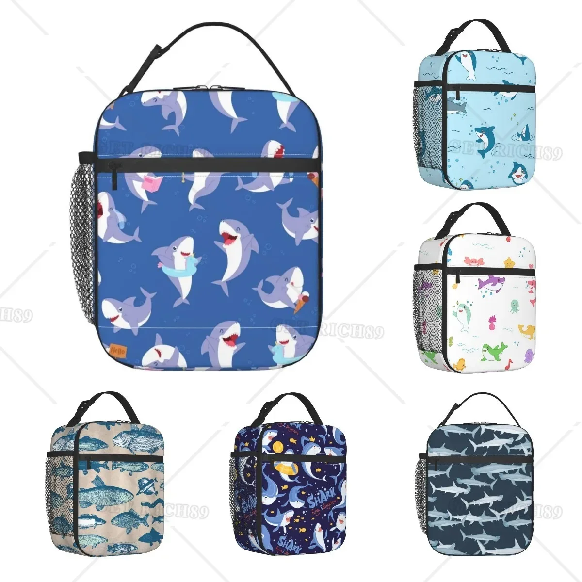 

Shark Cute Underwater Animal Portable Lunch Bag for Women/Men Insulated Reusable Lunch Box for Office Work School Picnic Beach