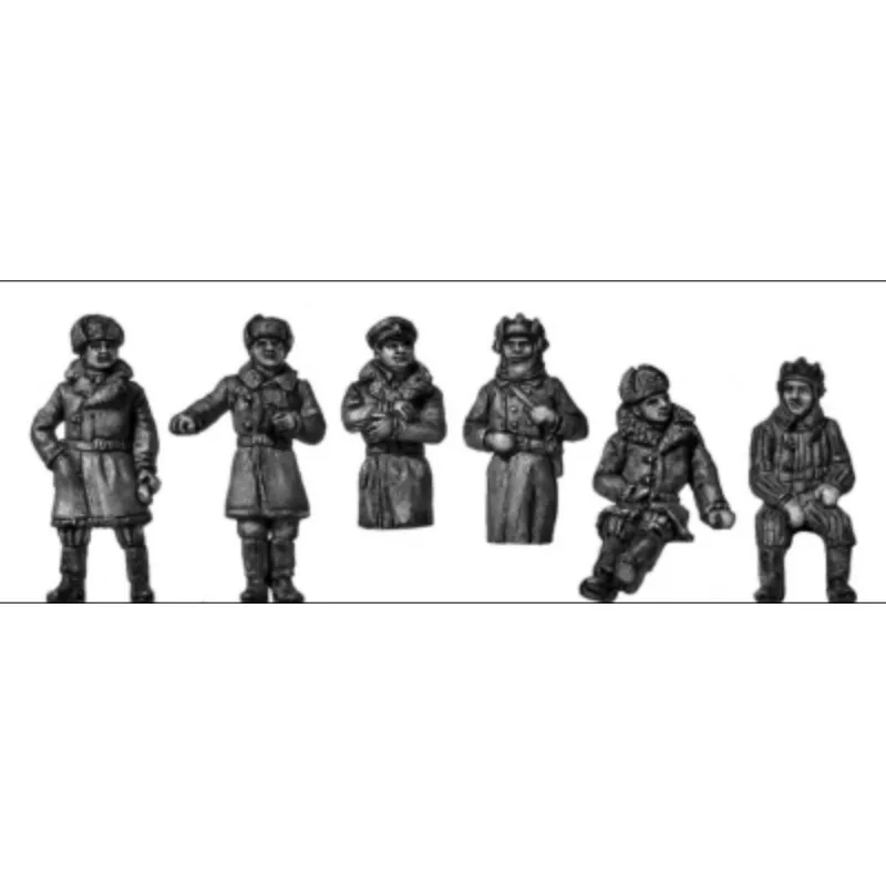 1/72 Scale Diecast Resin Figure Model Kit WWII Soviet Tank Crew Winter Dress 6 Figures Unpainted