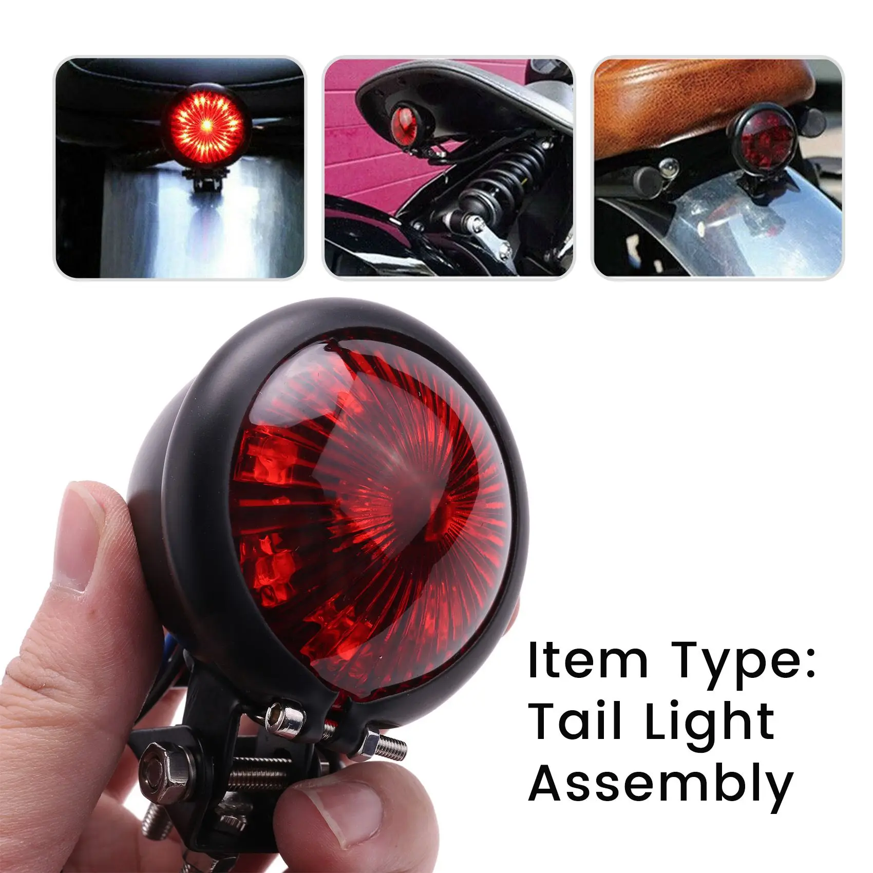 

Red 12V Led Black Adjustable Cafe Racer Style Stop Tail Light Motorcycles Brake Rear Lamp Tail Light for Chopper Bobber